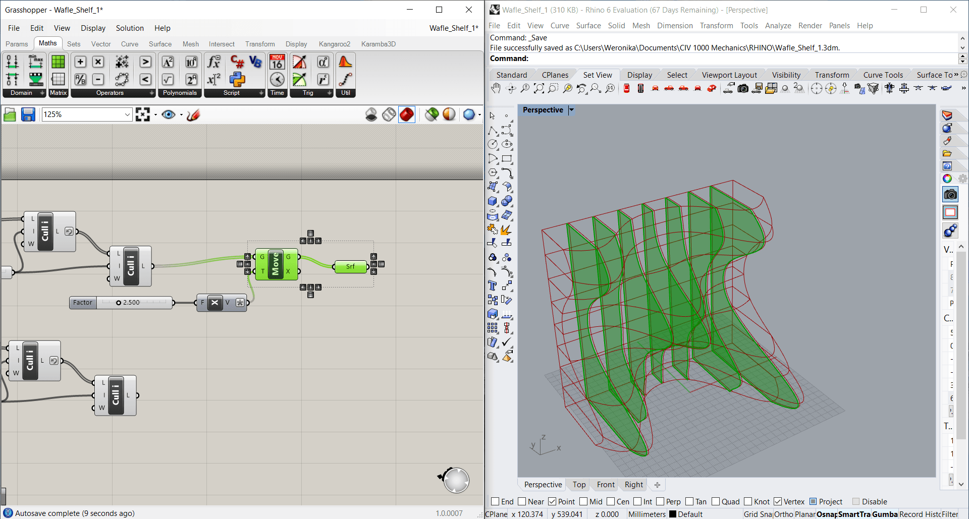 Using a 'Surface' component to turn curves into surfaces.