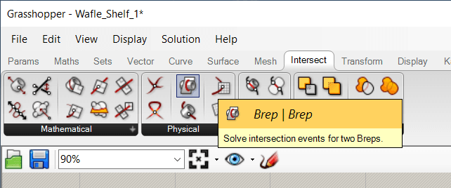 The 'Brep | Brep' intersection component.