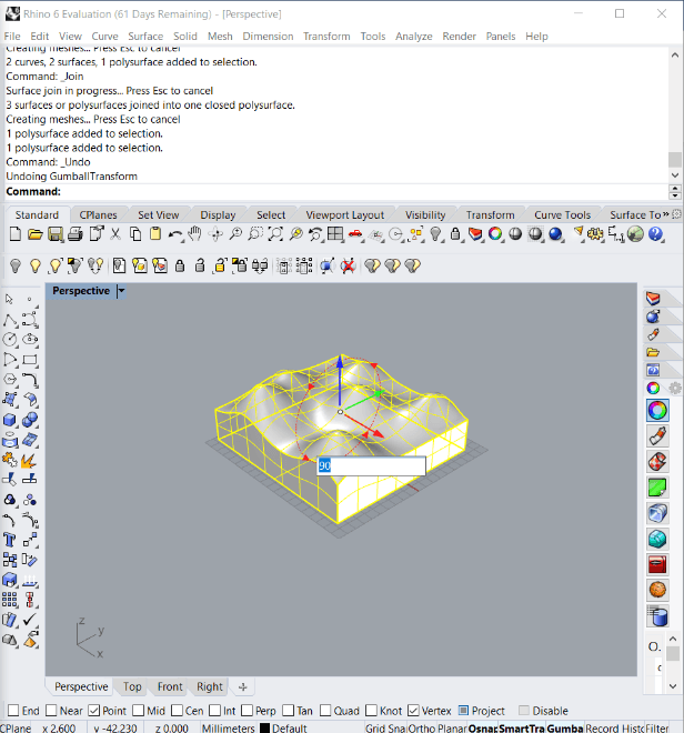 The final solid object rotated into a vertical position.