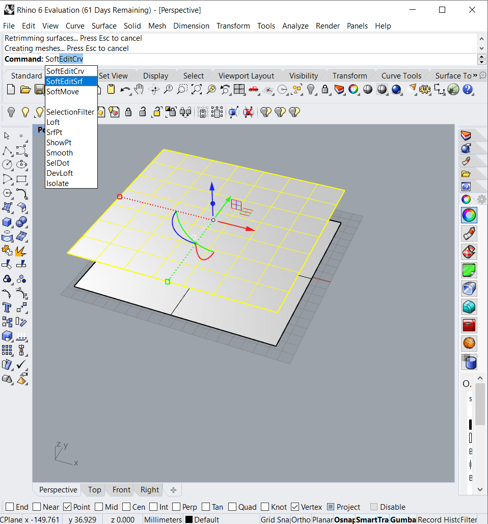 Using the 'SoftEditSrv' command on the surface.