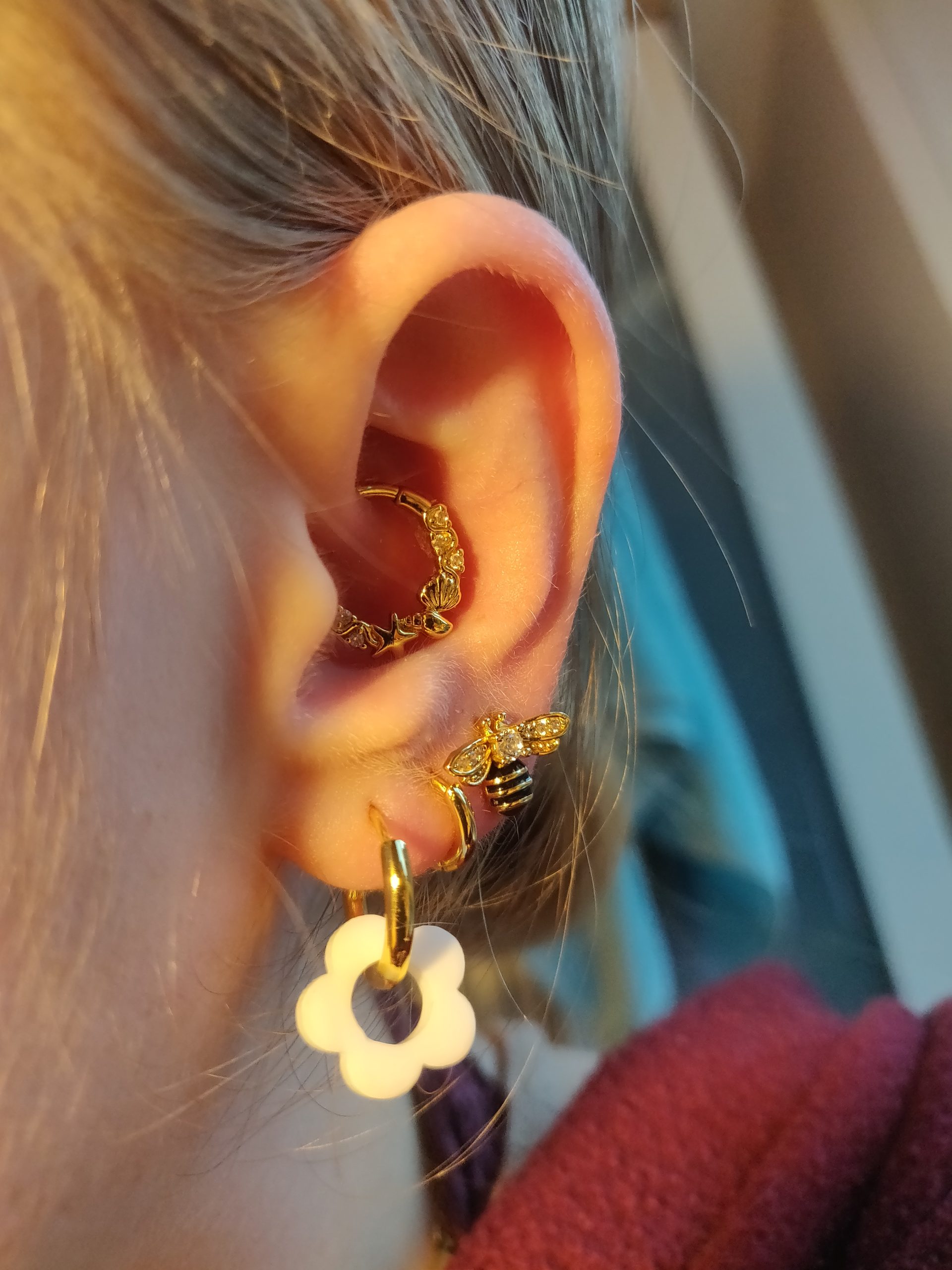 The earrings being worn by someone